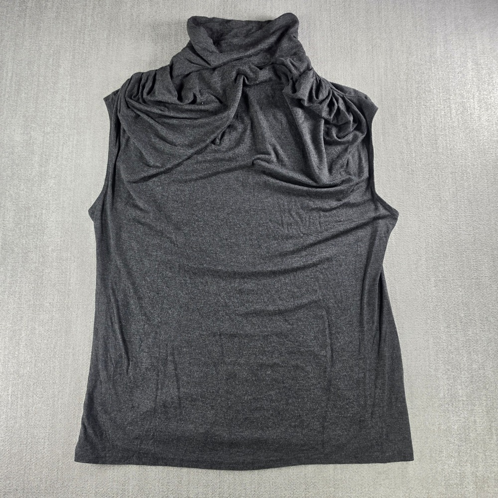 Vivienne Tam Sleeveless Top Women XL Gray Cowl Neck Draped Ruched Rayon Blend